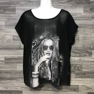 Dkny Jeans Black Sheer Top